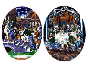 Detail images:  Paar ovale Limoges-Emailbildplatten