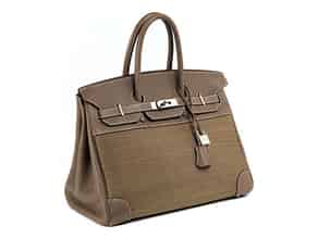 Detailabbildung:  Hermès Birkin Bag 35 cm „Crinolin“ Etoupe