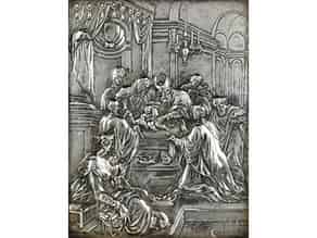 Detailabbildung:  Silbernes Bildrelief mit Darstellung der Beschneidung Christi