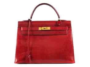 Detailabbildung:  Hermès Kelly Bag Echse „Rouge“