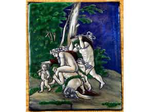 Detail images:  Limoges-Emaillebildplatte mit mythologischer Darstellung