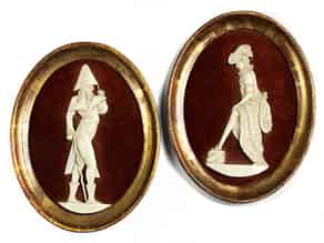 Detail images:  Paar Elfenbein-Reliefschnitzereien