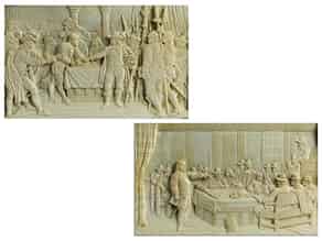 Detail images:  Paar Elfenbein-Reliefbilder