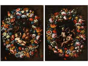 Detail images:  Michele Rocca, (genannt „Il Parmigianino“), 1666 Parma – zuletzt 1751 in Venedig nachweisbar, und Abraham Brueghel, 1631 – 1697, zug.