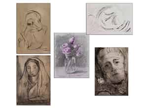 Detail images:  Konvolut von fünf Frauen- und Blumendarstellungen