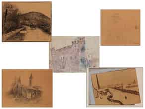Detail images:  Konvolut von fünf Arbeiten auf Papier