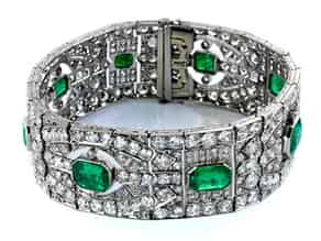 Detail images:  Art déco-Smaragd-Diamantarmband