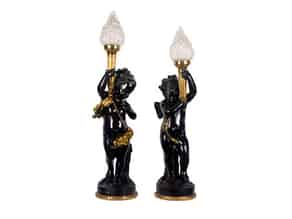 Detail images:  Paar Lampen mit Putto und Nymphe