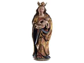 Detail images:  Gotische Schnitzfigur einer Maria mit dem Kind
