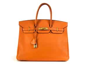 Detailabbildung:  Hermès Birkin-Bag 35 cm „Orange“