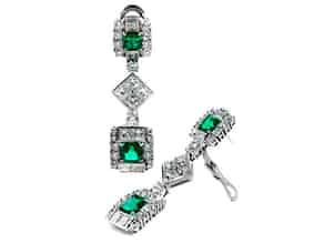 Detailabbildung:  Smaragd-Diamantohrhänger 