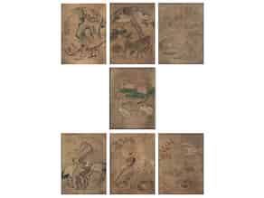 Detail images:  Serie von sieben alten chinesischen Malereien