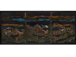 Detail images:  Großes Wandschirmpanel mit Darstellung des Palastes von Kyoto