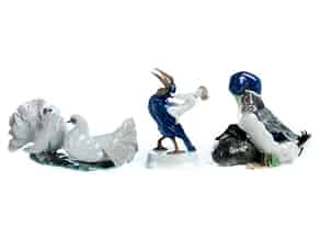 Detail images:  Drei Rosenthal-Porzellanfigurengruppen mit Vögeln