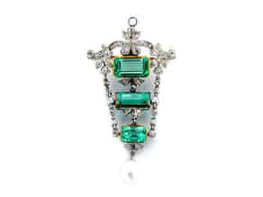 Detailabbildung:  Smaragd-Diamant-Perlbrosche von Marcus & Co.