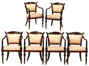 Detail images:  Satz von sechs neoklassizistischen Stühlen