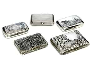 Detail images:  Konvolut von fünf russischen Silberdosen