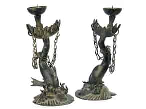 Detail images:  Paar Tischkandelaber in Bronze