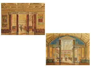 Detailabbildung:  Paar Interieur-Darstellungen von Räumen der Eremitage Sankt Petersburg