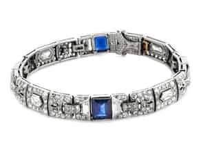 Detail images:  Art déco-Saphir-Diamantarmband von Tiffany