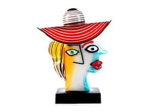 Detail images:  Murano-Glasskulptur Frau mit Hut nach Picasso von A. Barbaro