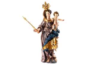 Detail images:  Große Schnitzfigur der Madonna mit Kind