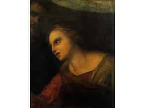 Detailabbildung:  Bildnis der Madonna mit Josef im Hintergrund