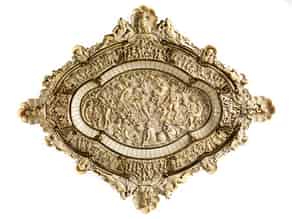 Detail images:  Prachtvolle große Schauplatte in Elfenbein mit vergoldeten Silberapplikationen