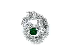 Detailabbildung:  Smaragd-Diamantbrosche