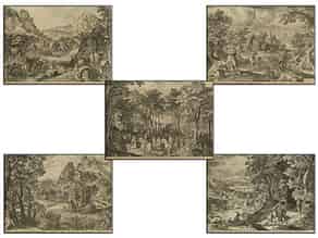 Detail images:  Konvolut von fünf Kupferstichen nach Veßcher