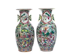 Detail images:  Paar Famille-Rose-Vasen