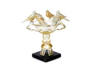 Detailabbildung:  Gefußte Murano-Glassschale mit Vögeln