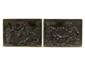 Detailabbildung:  Paar Bronzereliefs mit Putti
