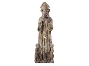 Detailabbildung:  Steinfigur des Heiligen Nikolaus