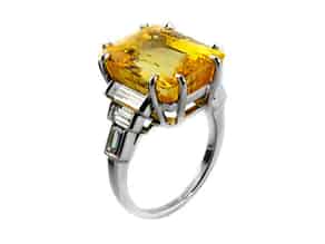 Detailabbildung:  Gelber Saphir-Diamantring