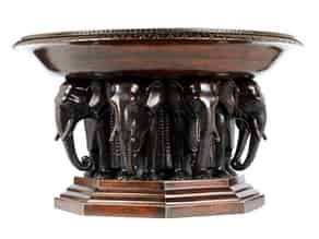 Detailabbildung:  Bronzetischaufsatzschale in Form eines Elefantenbrunnens