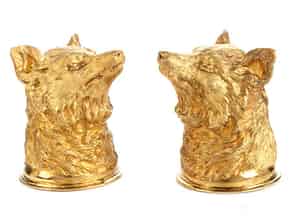Detailabbildung:  Paar silbervergoldete Fuchskopfbecher