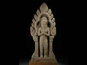 Detail images:  Sandstein-Stele Shiva als Guru