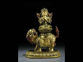 Detailabbildung:  Große tibetische Bronzegruppe des Maitreya