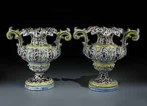 Detail images:  Paar Fayence-Vasen