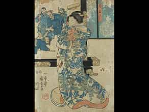 Detailabbildung:  Japanischer Farbholzschnitt Künstler: Ichiyusai Kuniyoshi (1797-1861)
