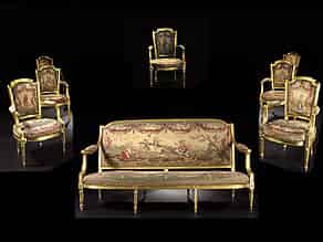 Detailabbildung:  Französische Louis XVI-Sitzgarnitur, signiert A. GAILLIARD 