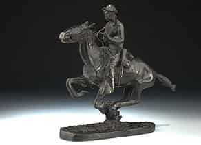 Detail images:  Reiterfigur in Bronze nach Frederik Remington