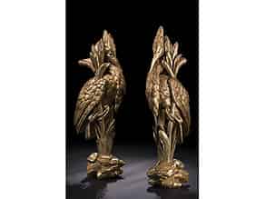 Detailabbildung:  Paar geschnitzte und vergoldete Wasservögel