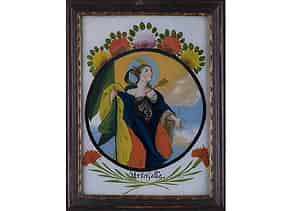 Detailabbildung:  Hinterglasbild mit der seltenen Darstellung der Heiligen Ursula