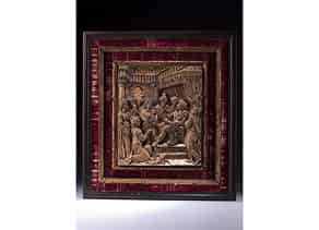 Detailabbildung:  Reliefbildplatte mit Darstellung des Urteils König Salomons, Italien, 17. Jahrhundert