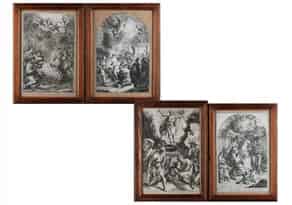 Detailabbildung:  Serie von vier Kupferstichen des 18. Jahrhunderts mit Szenen des Neuen Testaments