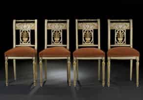 Detail images:  Satz von vier klassizistischen Stühlen 