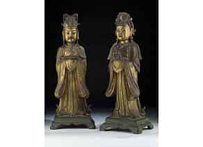 Detail images:  Paar chinesische Bronzestatuen