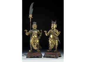 Detailabbildung:  Paar chinesische Bronzestatuen